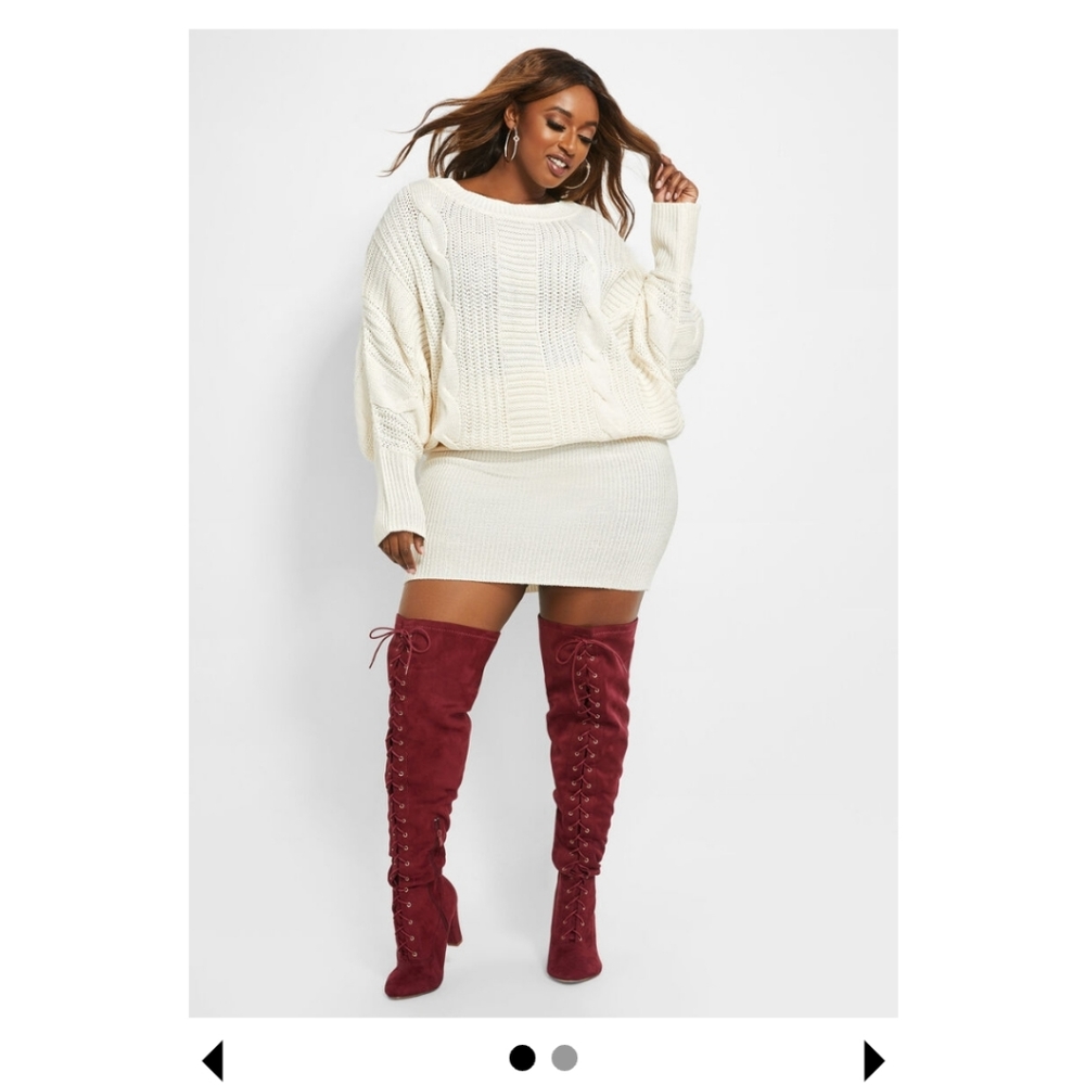 CABLE KNIT DOLMAN SLEEVE DRESS